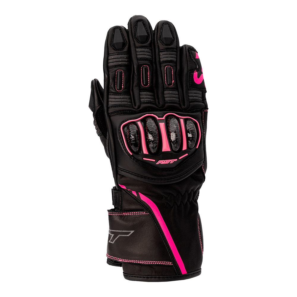 RST S1 LADIES LEATHER GLOVE [BLACK/NEON PINK] – North Shore Motor ...